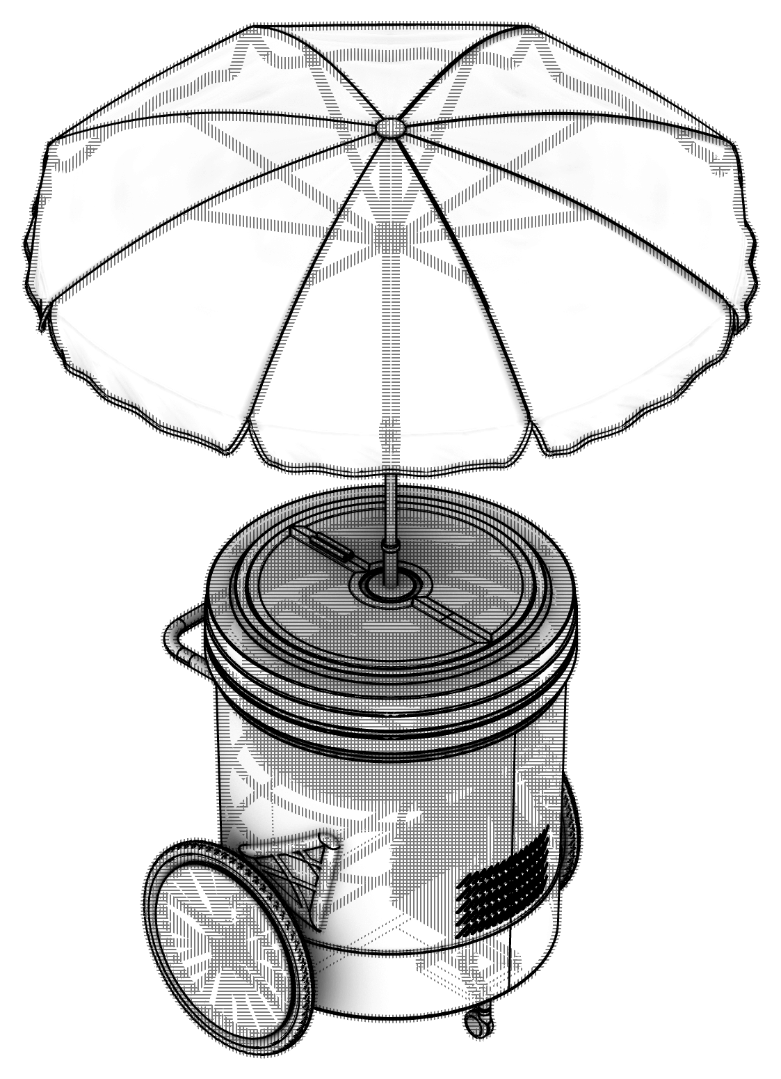 Three-quarter line view of the Barattolone