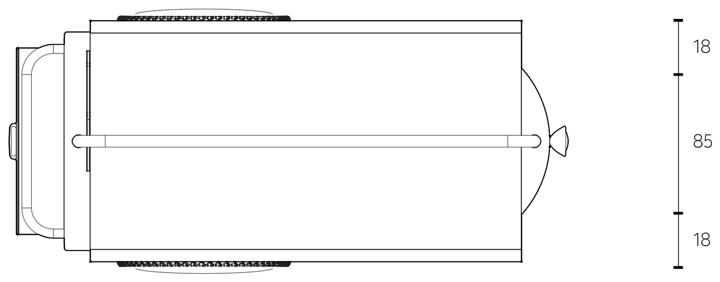 Plan drawing of the Carretto Classic with dimensions