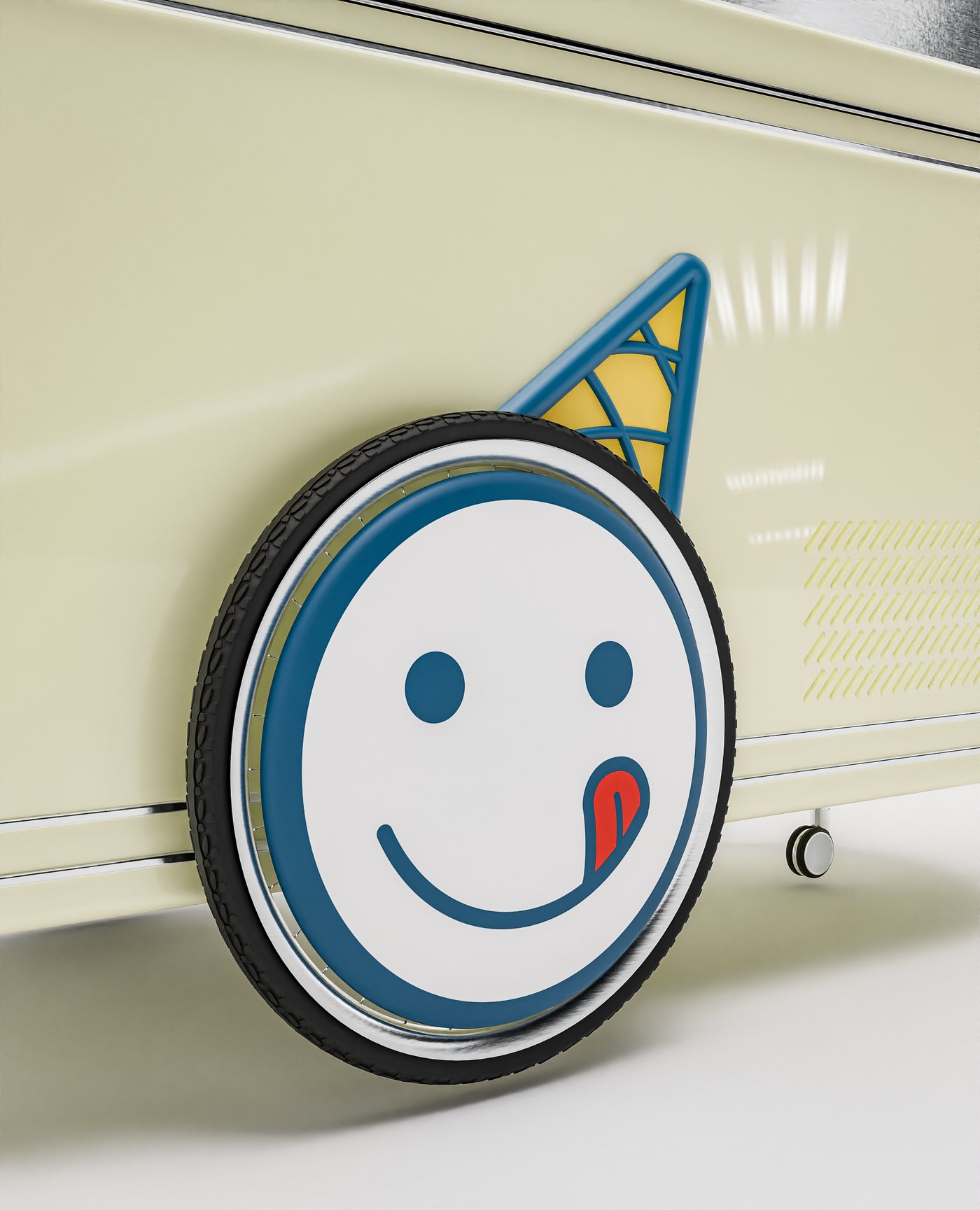 Wheel with the smiling cone mascot