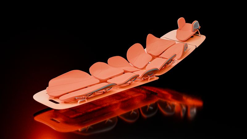 Module 01: the scoop stretcher with orange cushions
