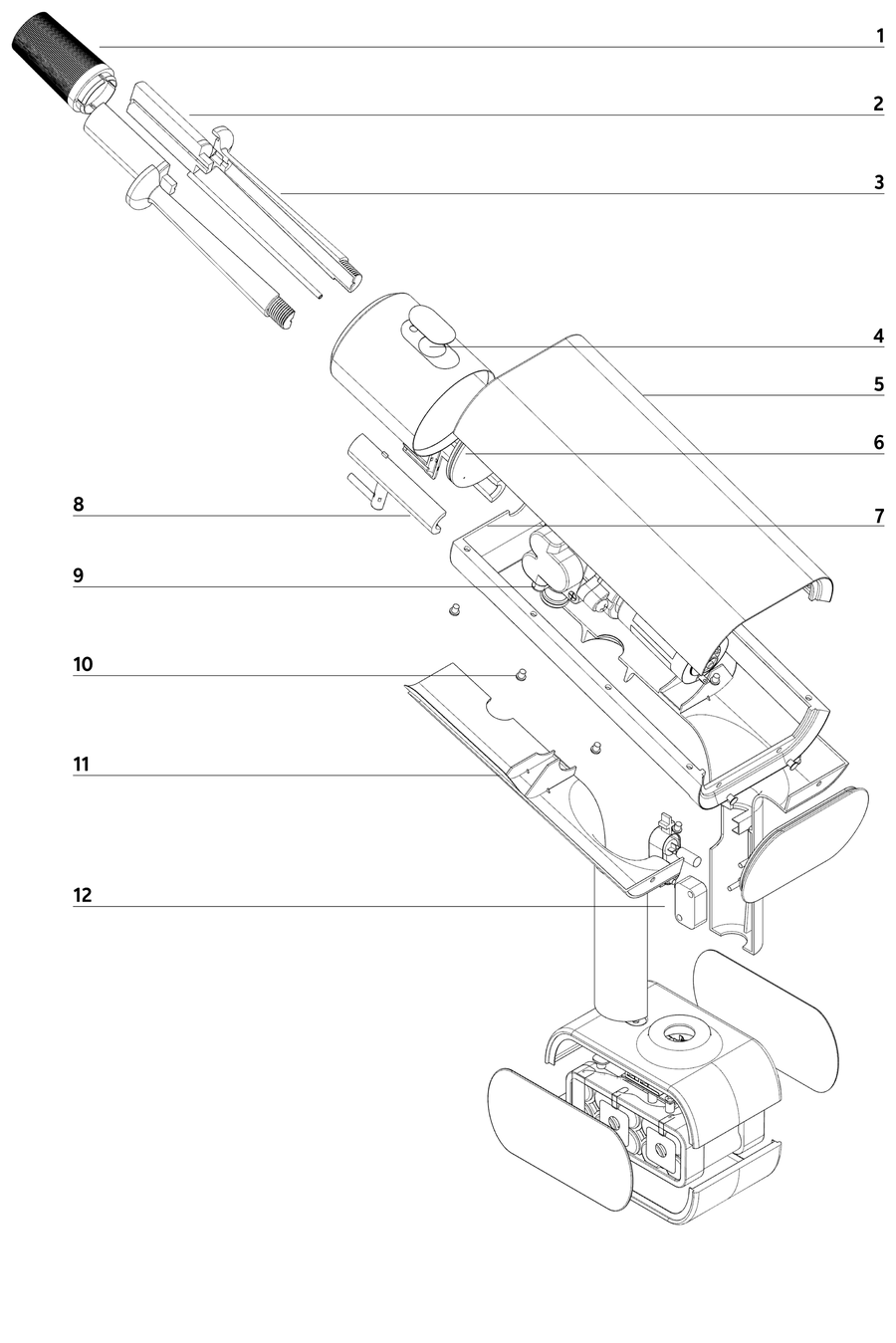 Numbered exploded line drawing of Nami