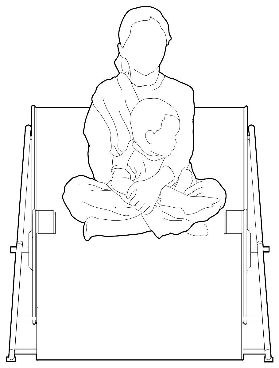 Front line drawing of a woman and a child on Vòltia